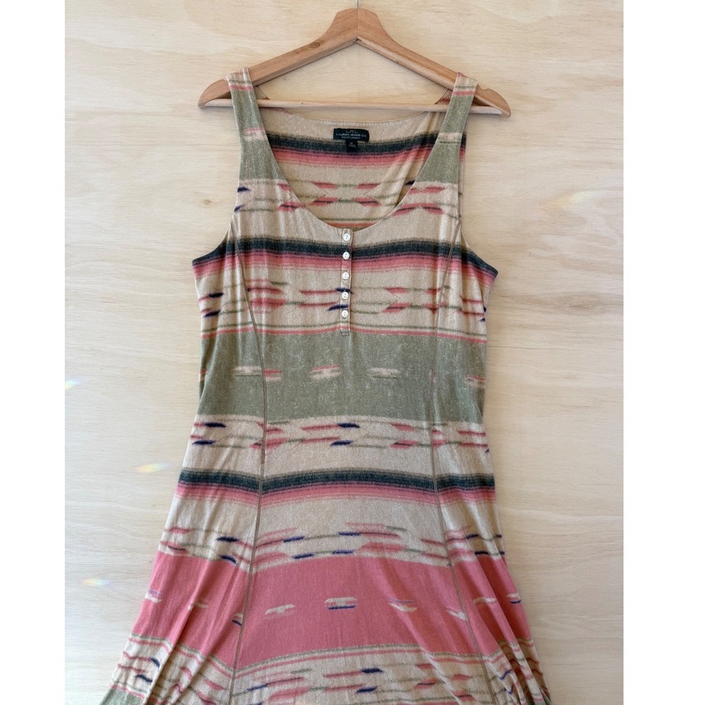 Ralph Lauren Southwestern Aztec Boho Maxi Dress Smocked Tiered Coastal Cowgirl - Picture 4 of 8